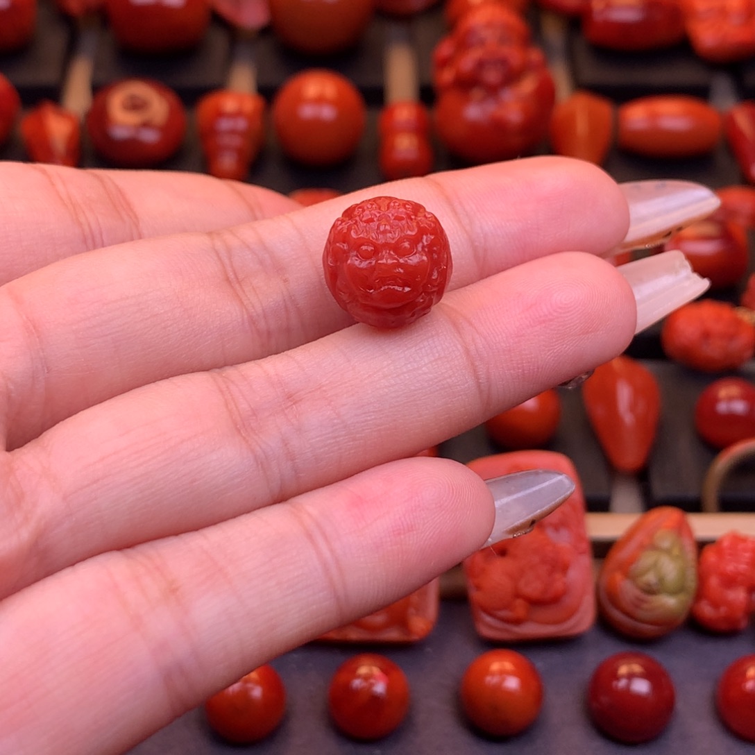 南红玛瑙未镶嵌保山辣椒红大黑天选择12.9mm