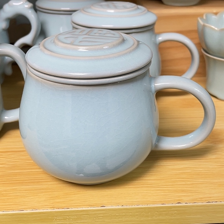 杯子天青福满茶水分离杯微瑕