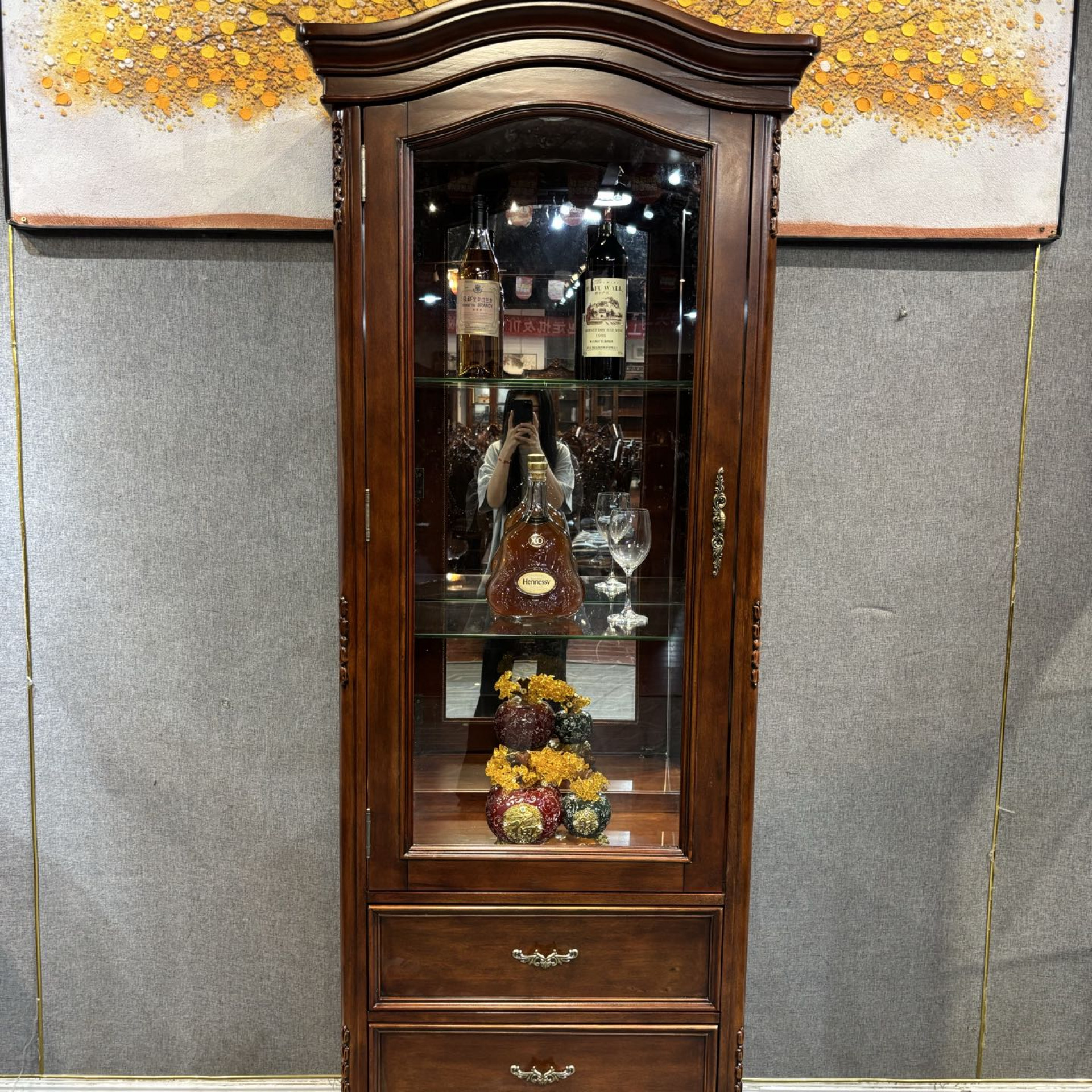 134单门酒柜 800*450*2100  美式客厅 酒柜