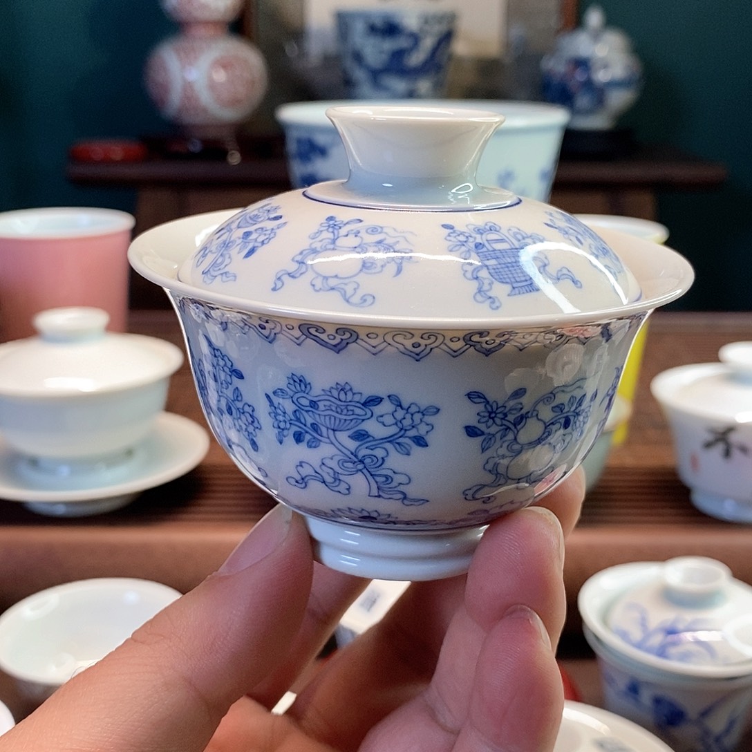 贵***华陶四夕窑微瑕暗八仙