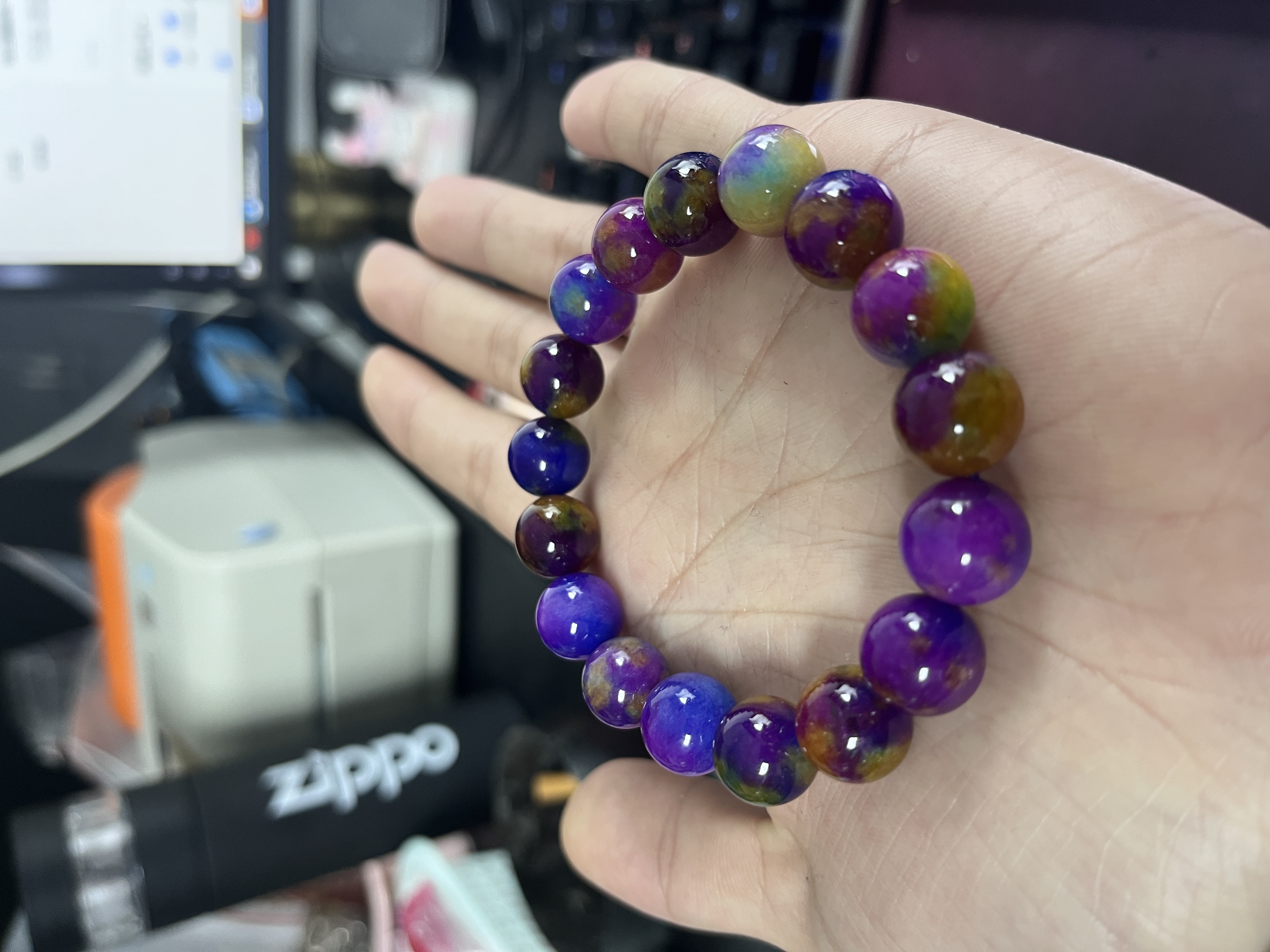 玉化老油紫彩舒12M手串时尚百搭女款-728ZS3806