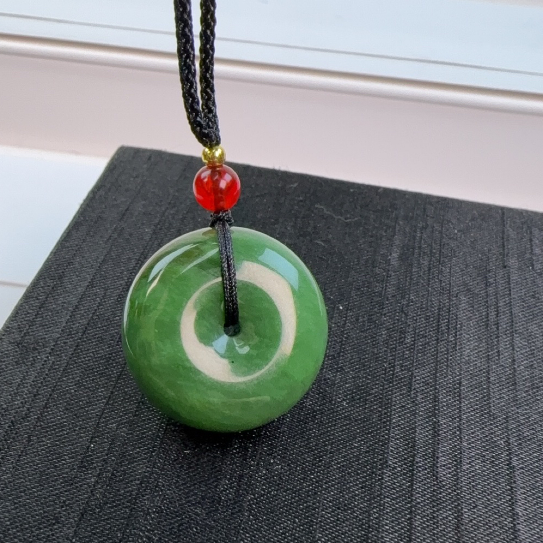 和田玉碧玉平安扣吊坠面包扣吊坠直径26厚12一块料子做出三个