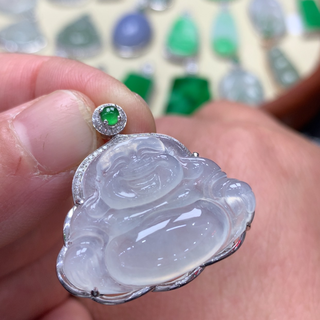 【闪购商品】翡翠颈饰18K金镶嵌佛公