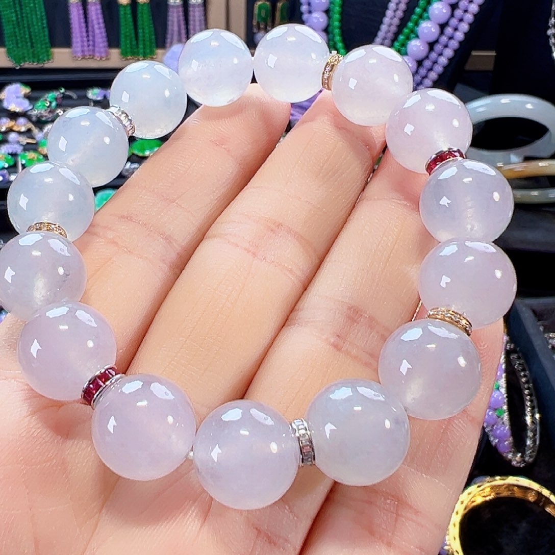 翡翠18K金镶嵌手串签收后24小时鉴赏期