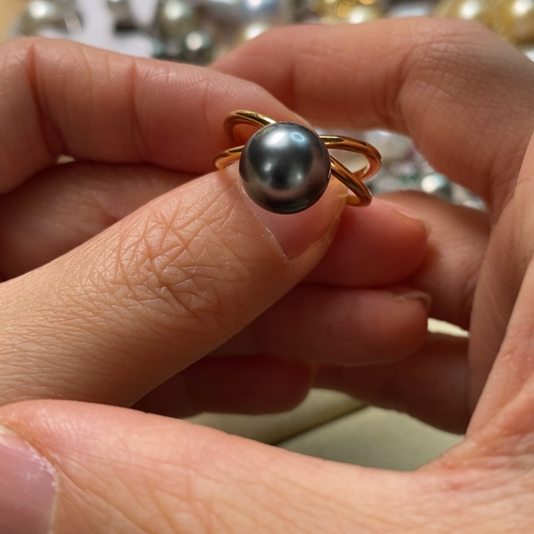 海水珍珠戒圈银S925镶嵌