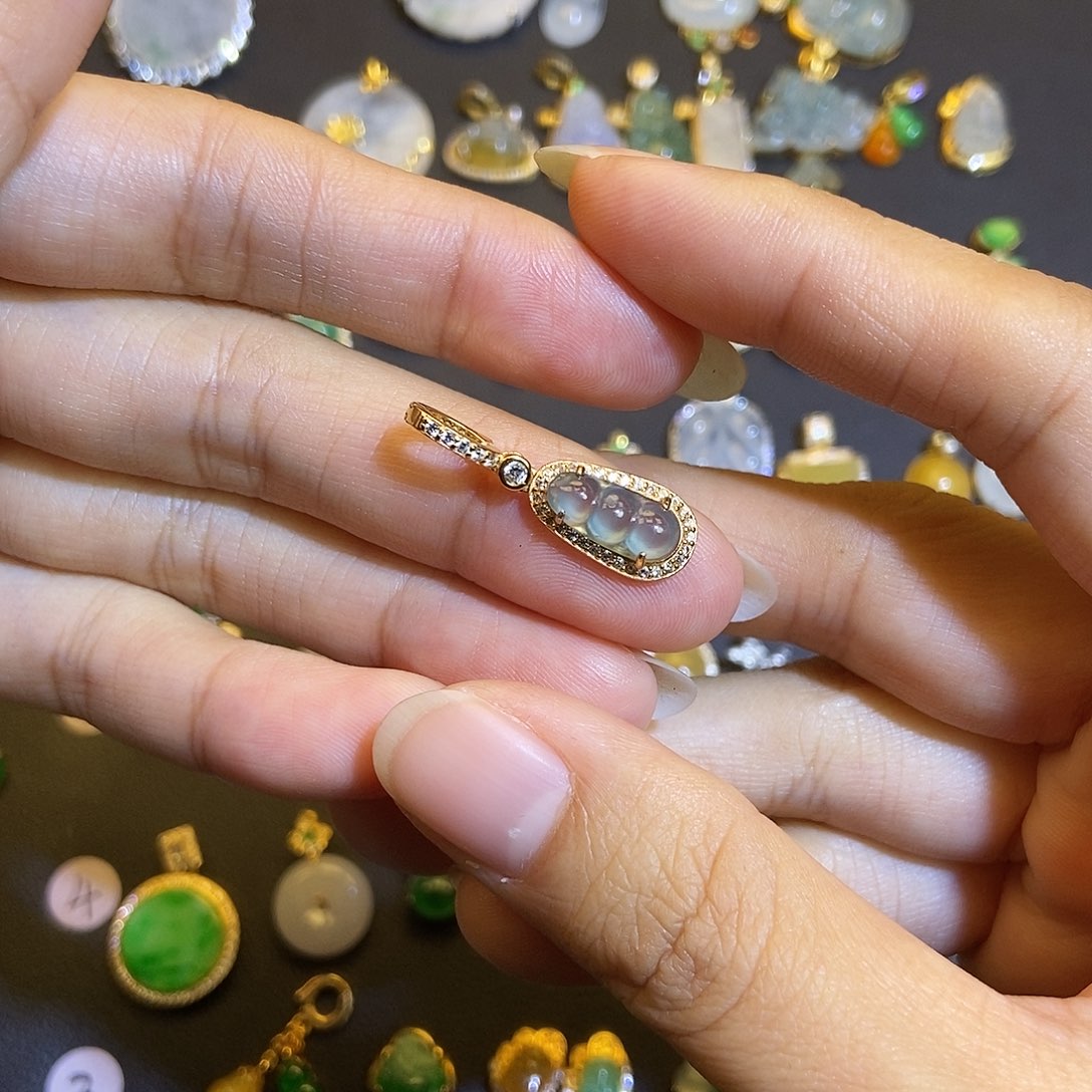 翡翠银S925镶嵌吊坠(不含链)