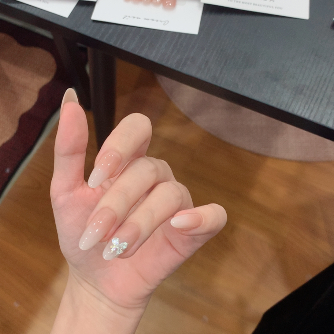 【奶霜蝶】纯手工穿戴甲绵密猫眼高级美甲贴气质显白百搭款