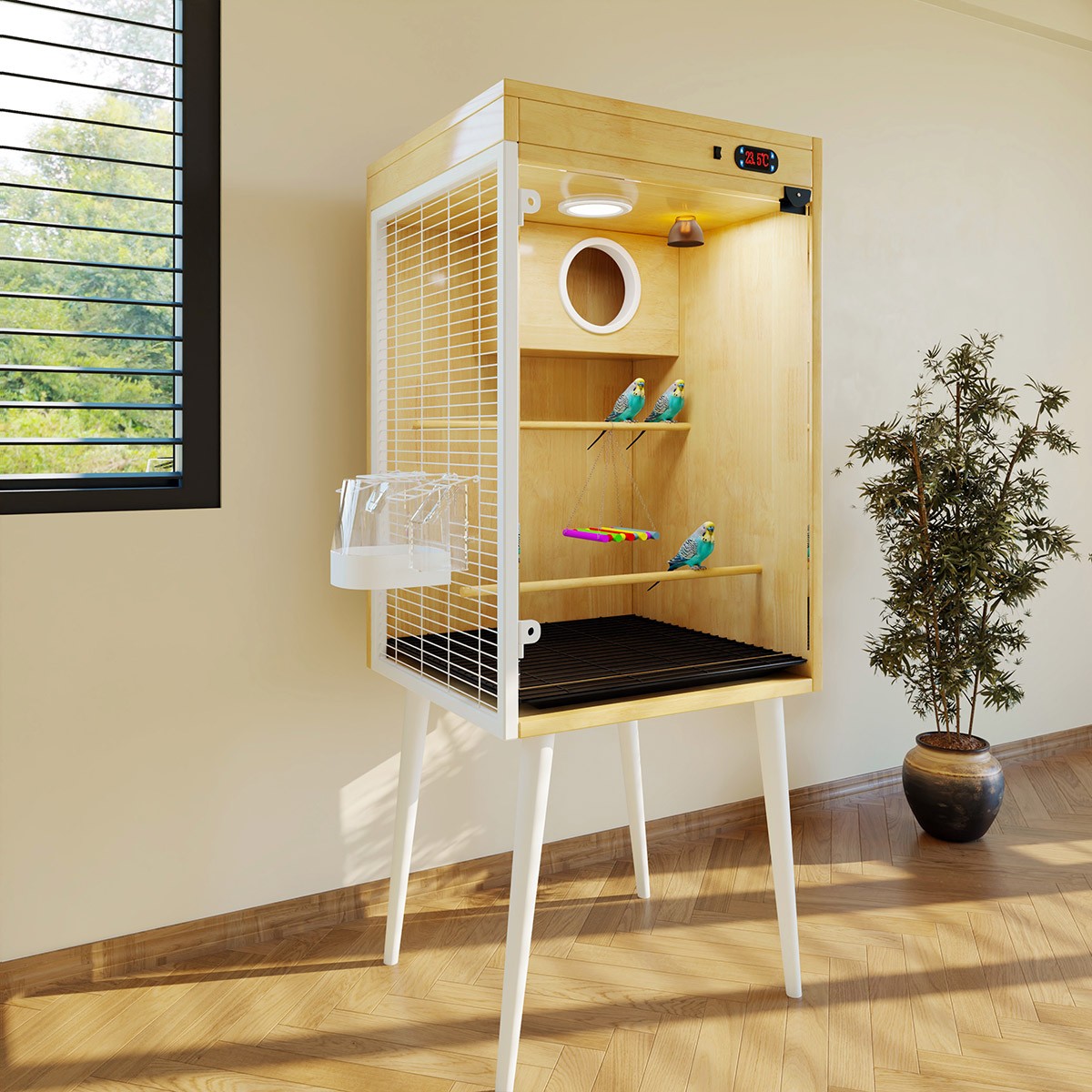 恒温鸟笼小号实木家用鹦鹉笼繁殖箱牡丹虎皮玄凤宠物过冬保温暖箱