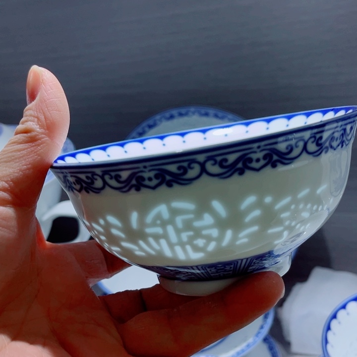 青花玲珑5寸饭碗千里江山