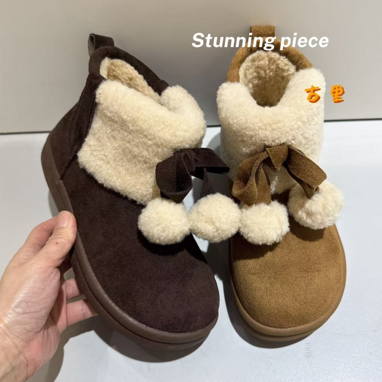 诗涵家 圆头平底软底雪地靴382-10