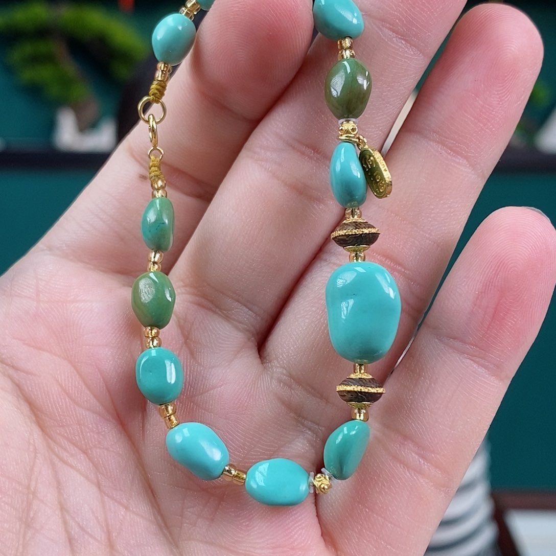 绿松石珠宝奇石18K金镶嵌