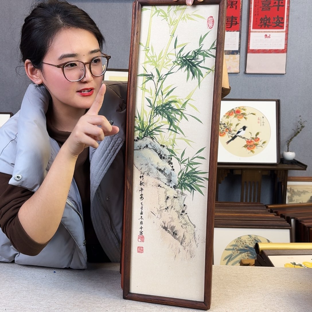 国画手绘带框尺寸：20*70