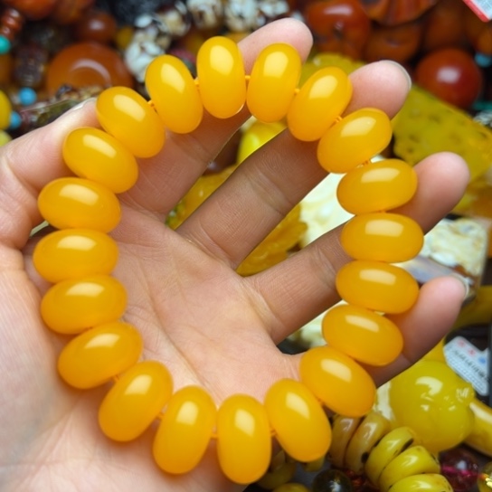 琥珀（花珀）手串未镶嵌蜜蜡