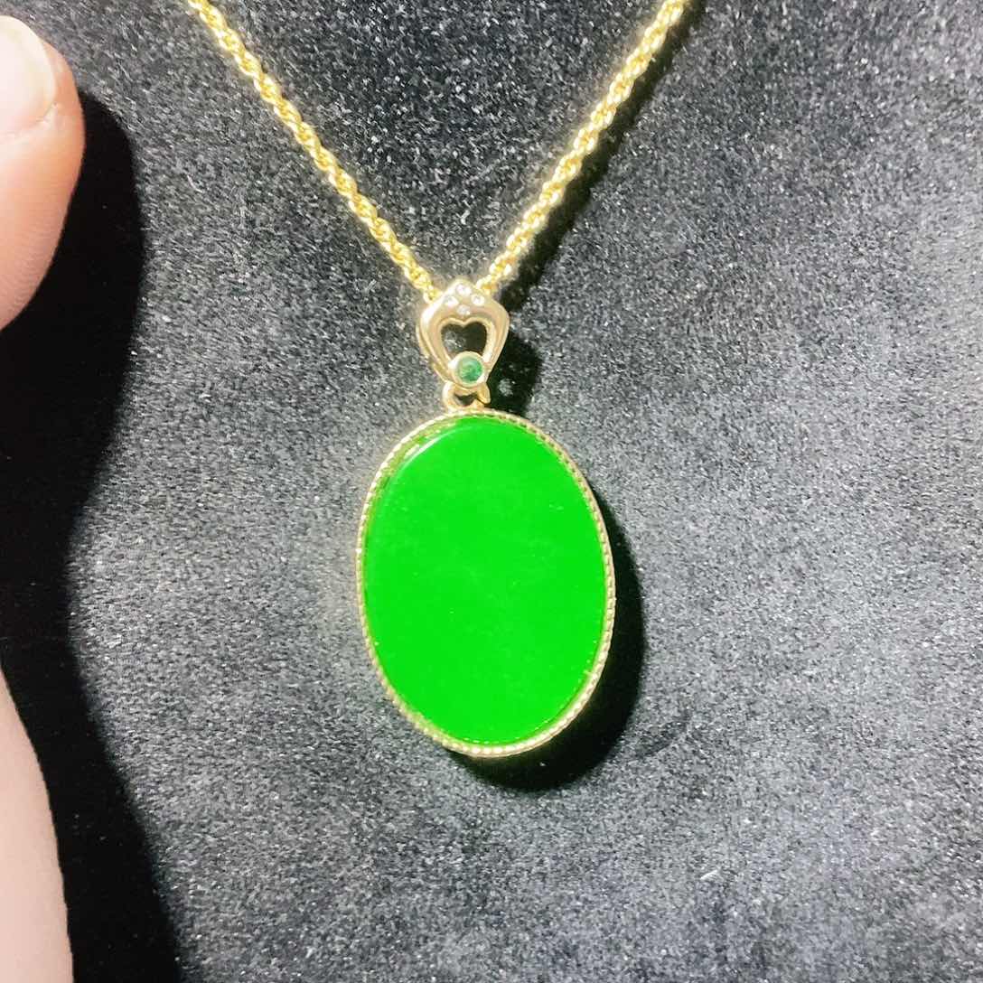 翡翠颈饰14K金镶嵌吊坠