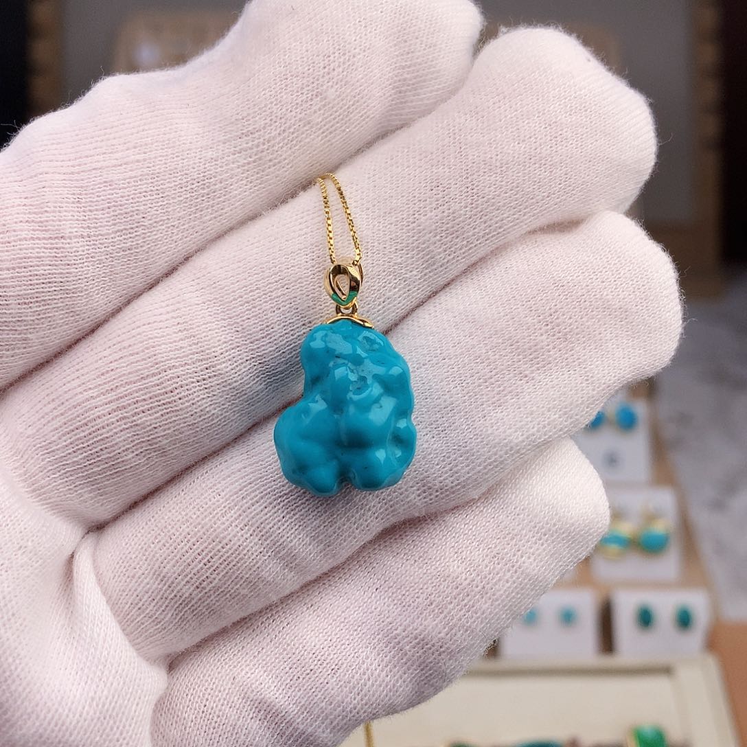 绿松石珠宝奇石18K金镶嵌