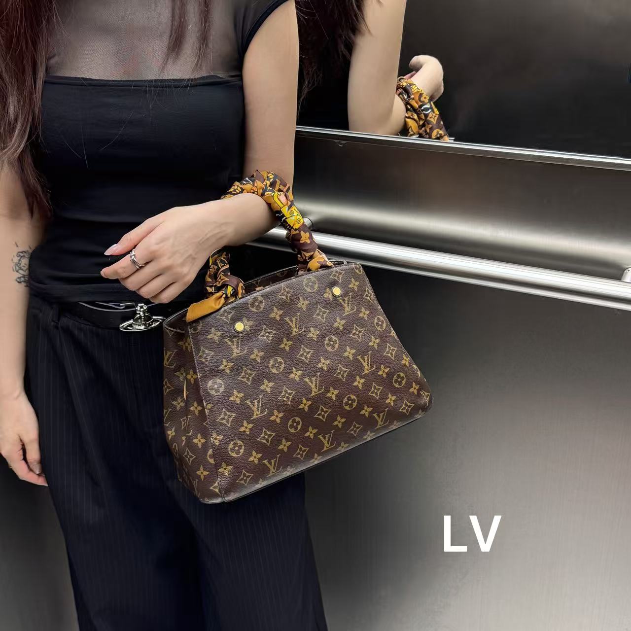 95新 LouisVuitton/路易威登 JM427经典百搭老花手提包包95新