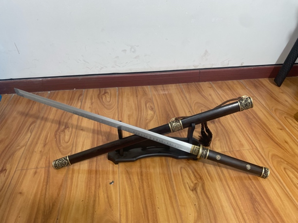 五福唐刀黑檀全铜T10烧刃款 未开刃