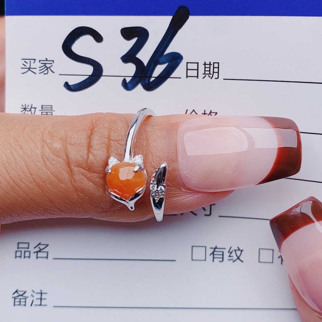 翡翠戒指银S925镶嵌戒指