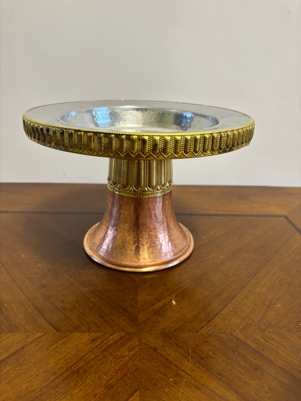 藏饰手工铜果盘传承工艺手工盘摆件