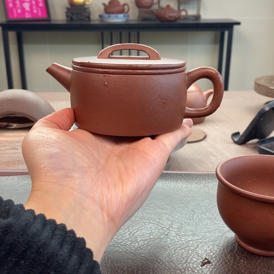 紫砂茶壶底槽清汉瓦220cc全手➕底槽清杯子