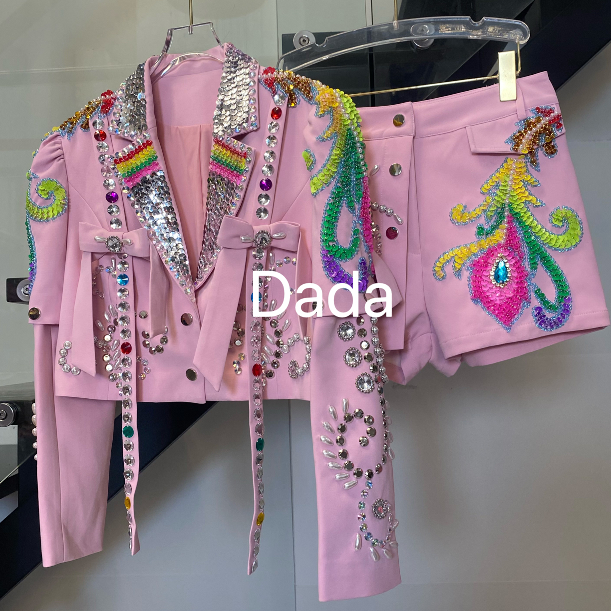 Dada设计款新款重工个性款休闲时尚百搭洋气修身套装C15586