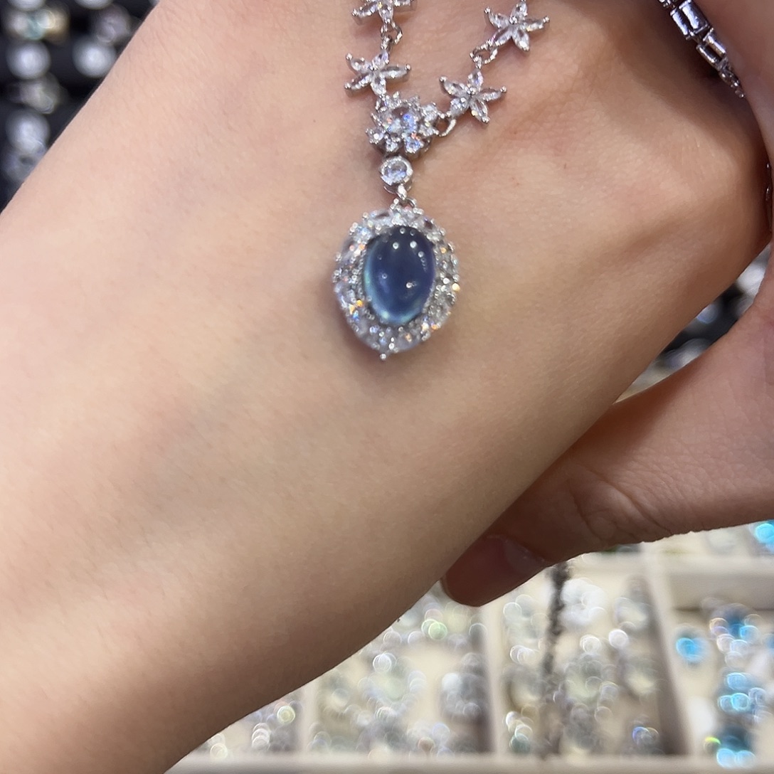 蛇纹石玉银S925镶嵌饰品-*q