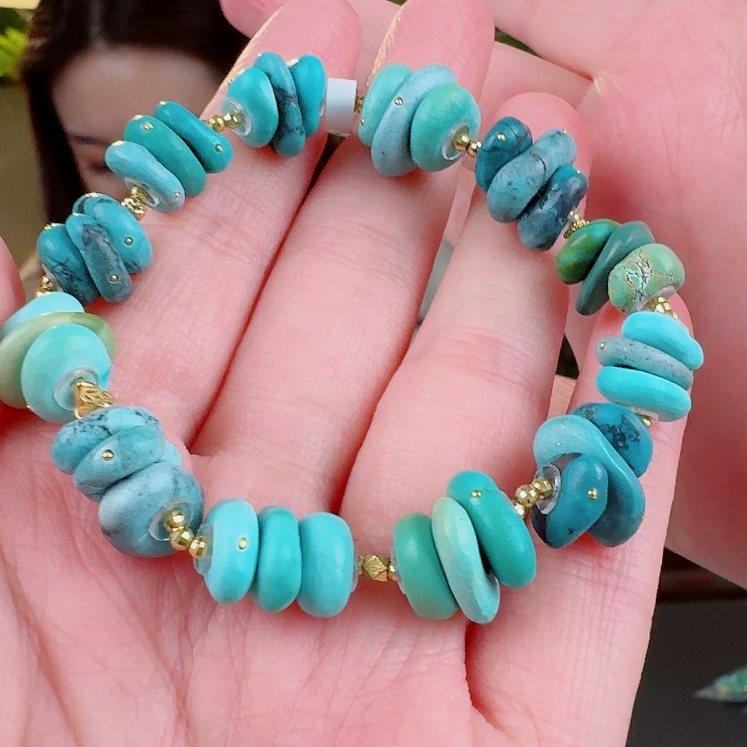 绿松石珠宝奇石18K金镶嵌