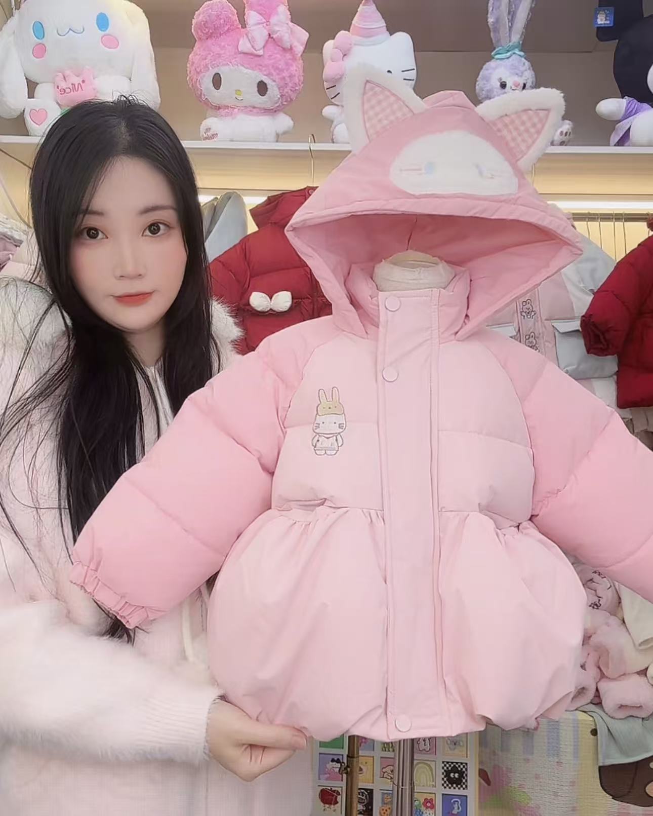 【谷谷家】粉粉可爱小兔加厚棉服外套