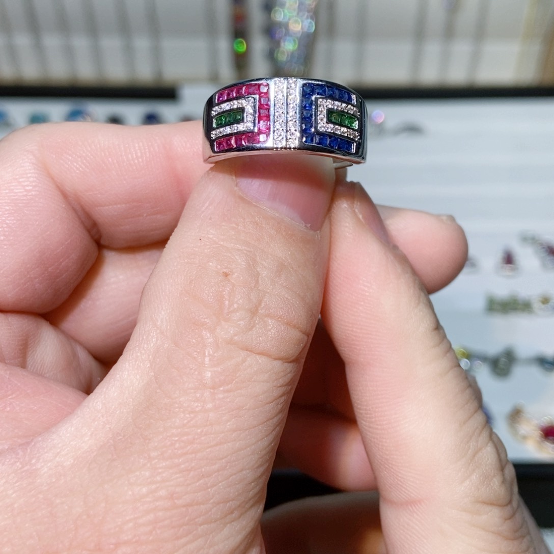 绿水晶戒指银S925镶嵌