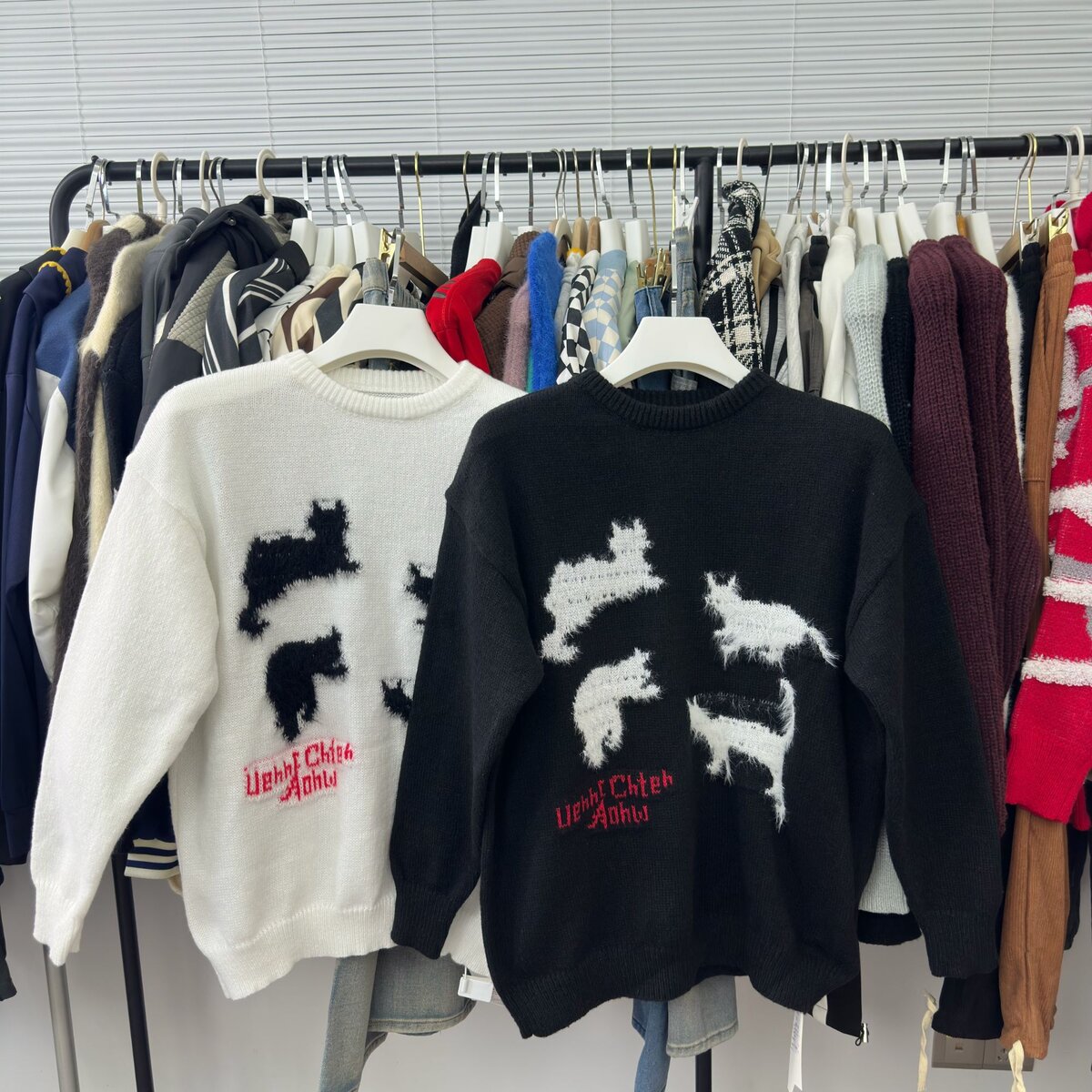 5667-BY秋冬季港风圆领毛衣男女宽松潮流百搭针织衫上衣打底衫