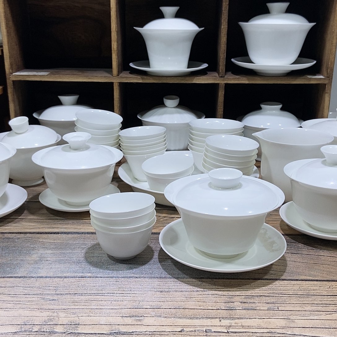 如***虹骨瓷宽口马蹄盖碗盖下约110ml+4玉兰杯35ml福利