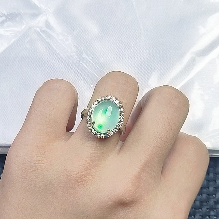 【聚宝严选】B61冰飘闪椭圆包边戒时尚精美精致气质百搭