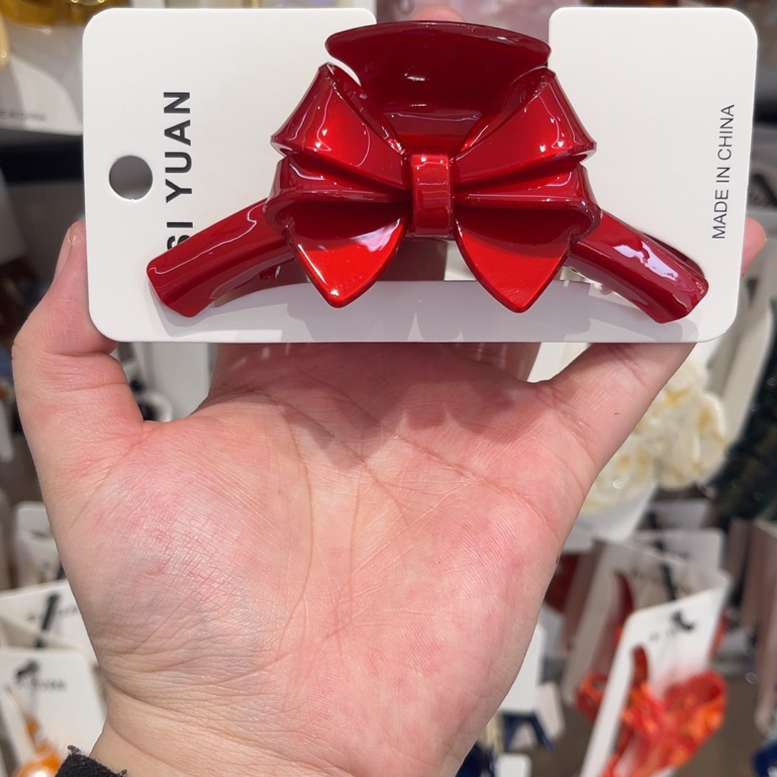 醋酸非金属珠光红11cm六瓣蝴蝶结