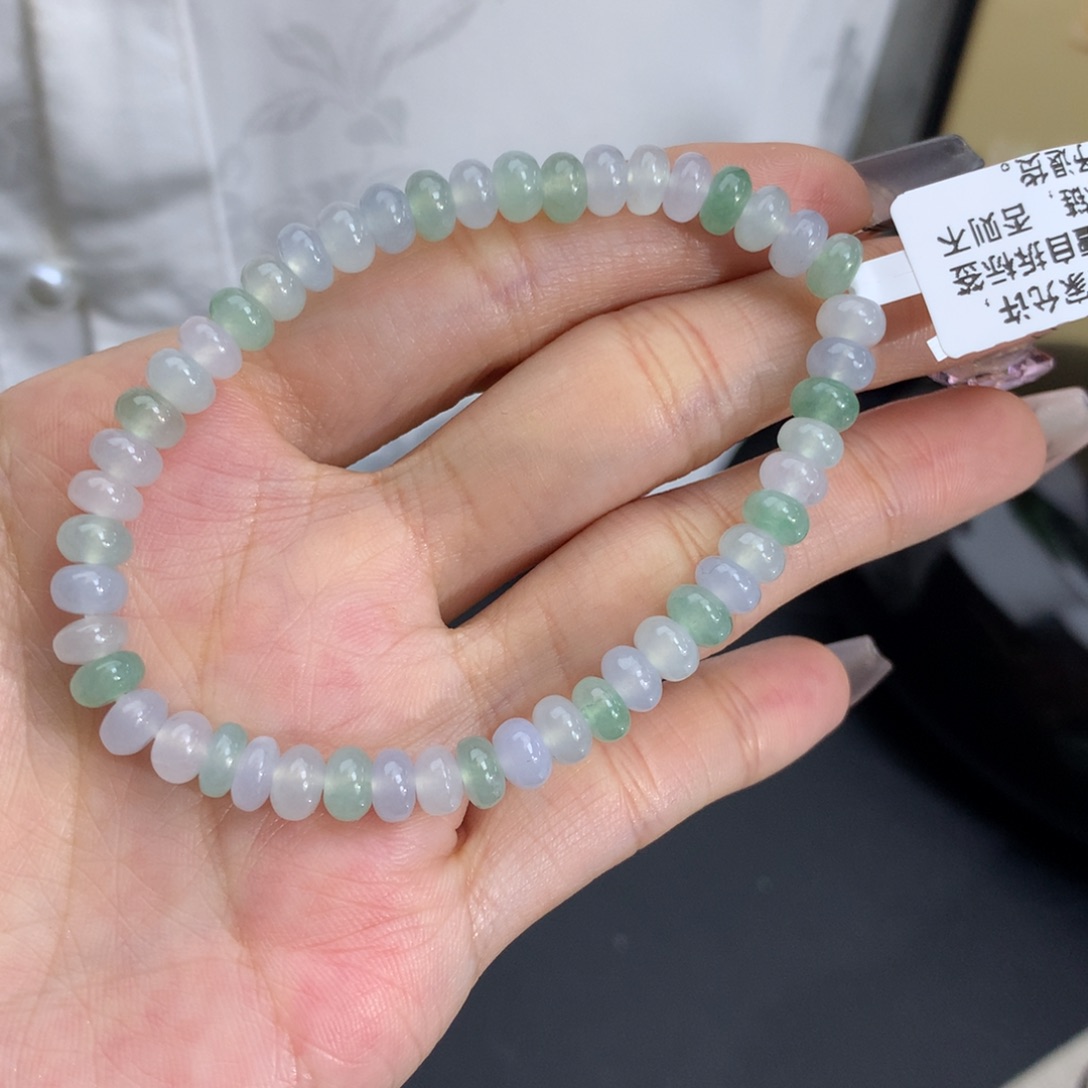 翡翠手链未镶嵌卡5.8冰胶马卡龙鼓珠手串