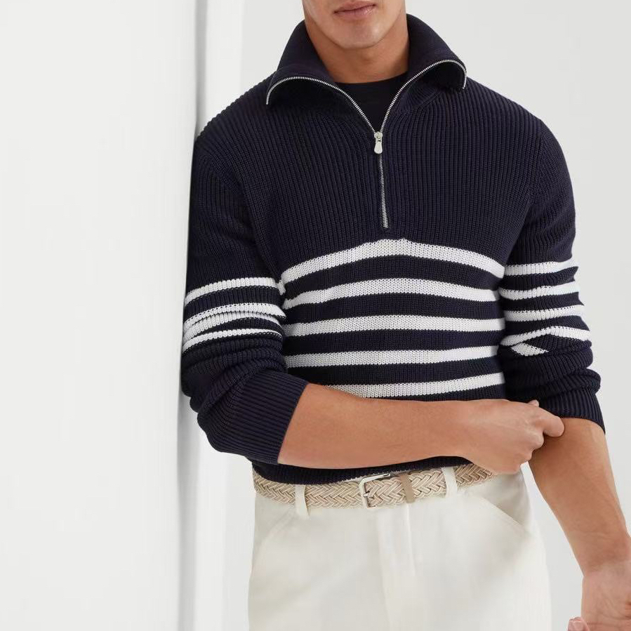 【66128-IMK】高奢男装 2025秋冬新款 男士百搭羊毛长袖针织POLO衫