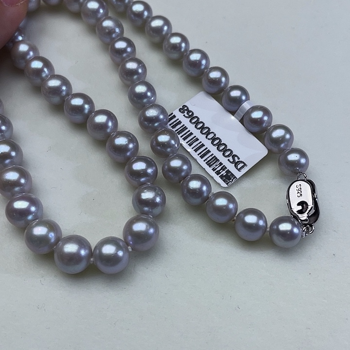 颈饰银S925镶嵌淡水珍珠卡8➕高品捡漏极光高级灰炫彩