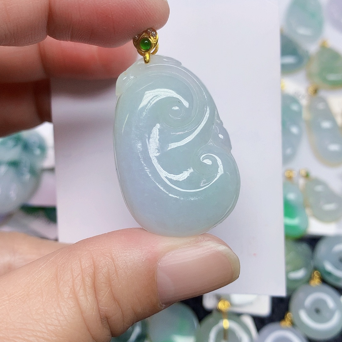 翡翠未镶嵌颈饰356789