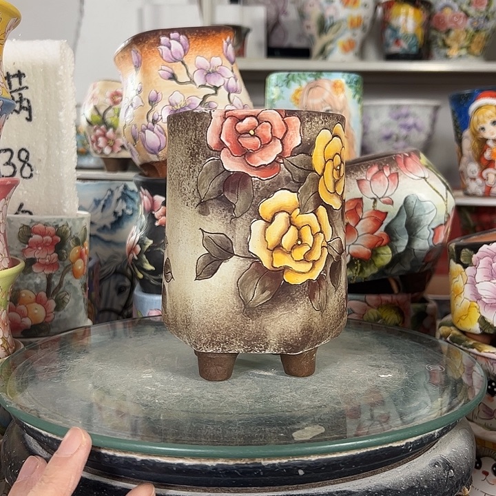 满38包邮 景德镇幸运花盆