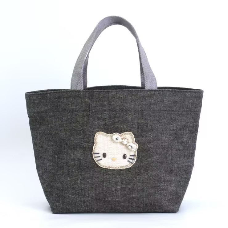 【大阪限定】Hello Kitty 灰黑色钻钻大猫头联名款 托特包