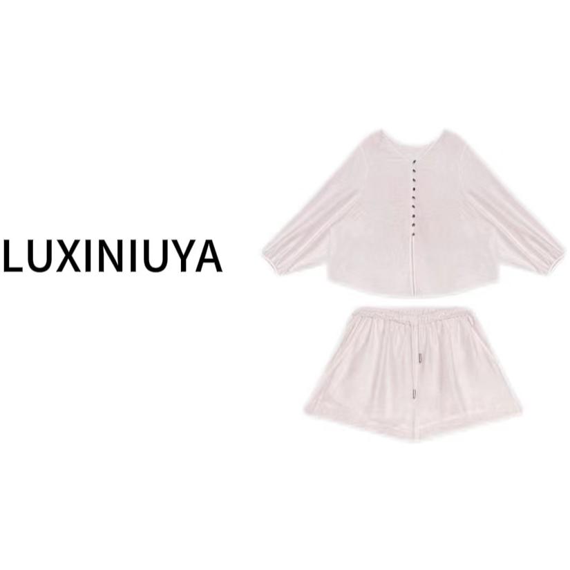 【LUXINIUYA】莱赛尔天丝 夏季时尚暗纹设计套装#CX1410TZ