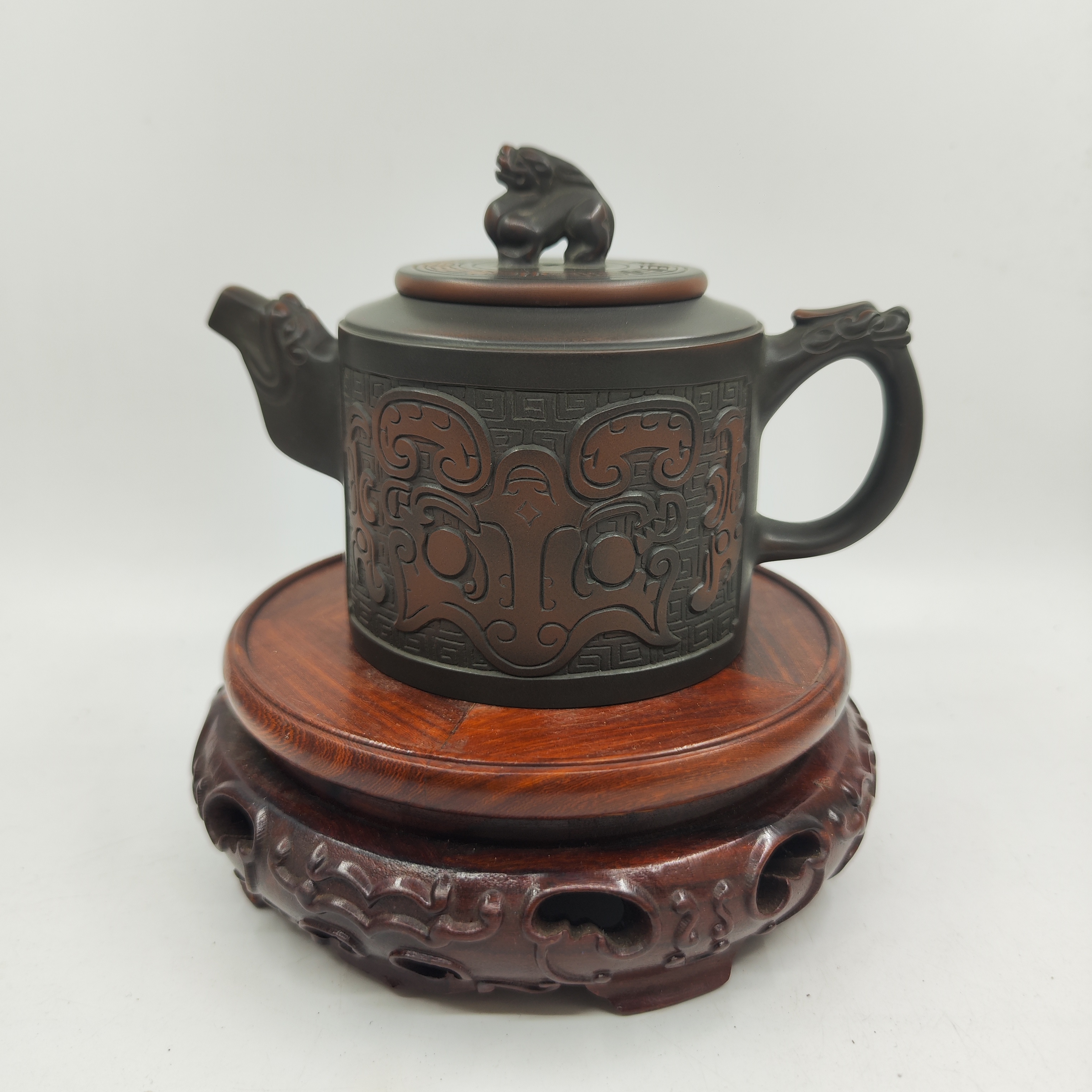 约320毫升左右传龙壶 青铜纹 泡茶广西钦州坭兴陶