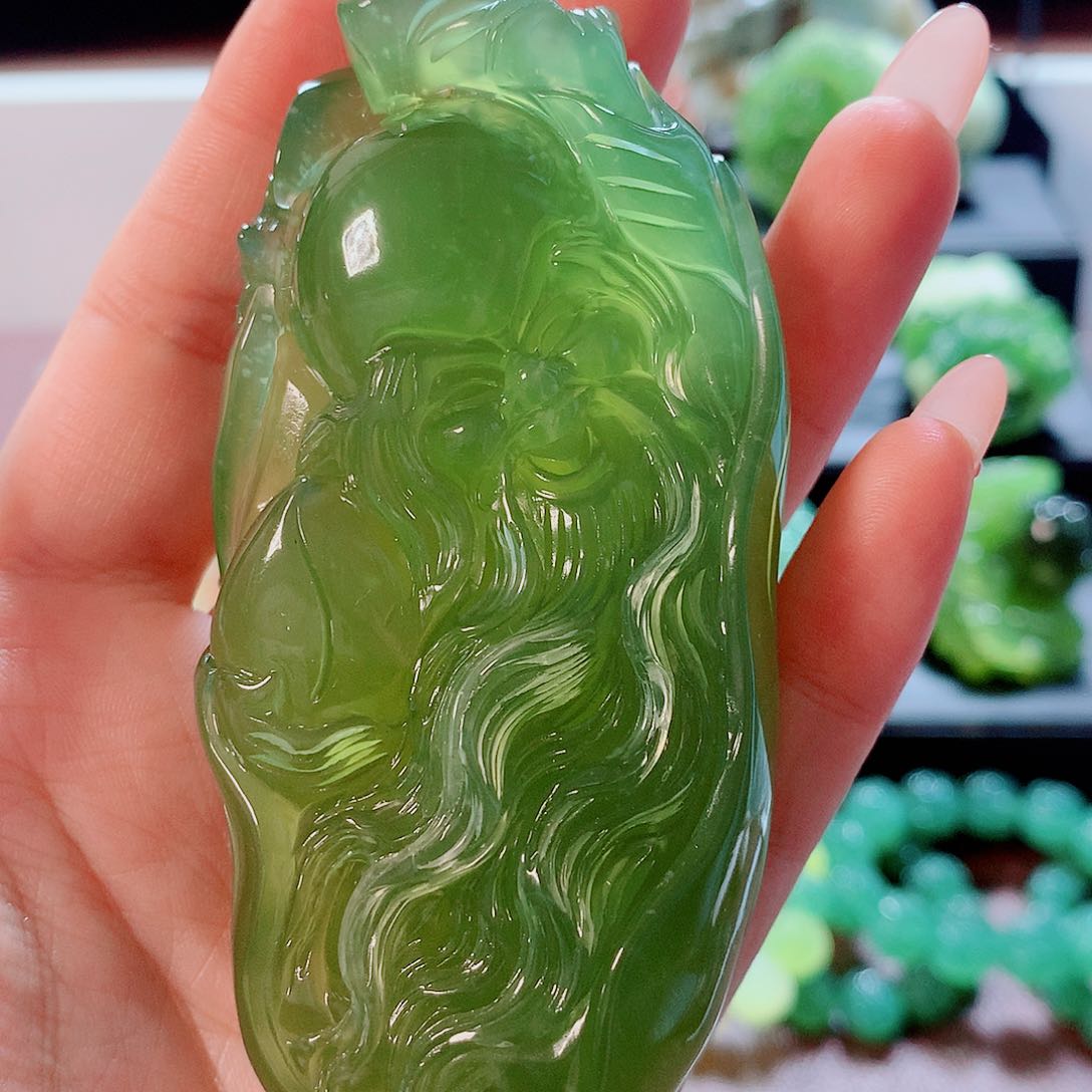 蛇纹石玉手把未镶嵌木**风