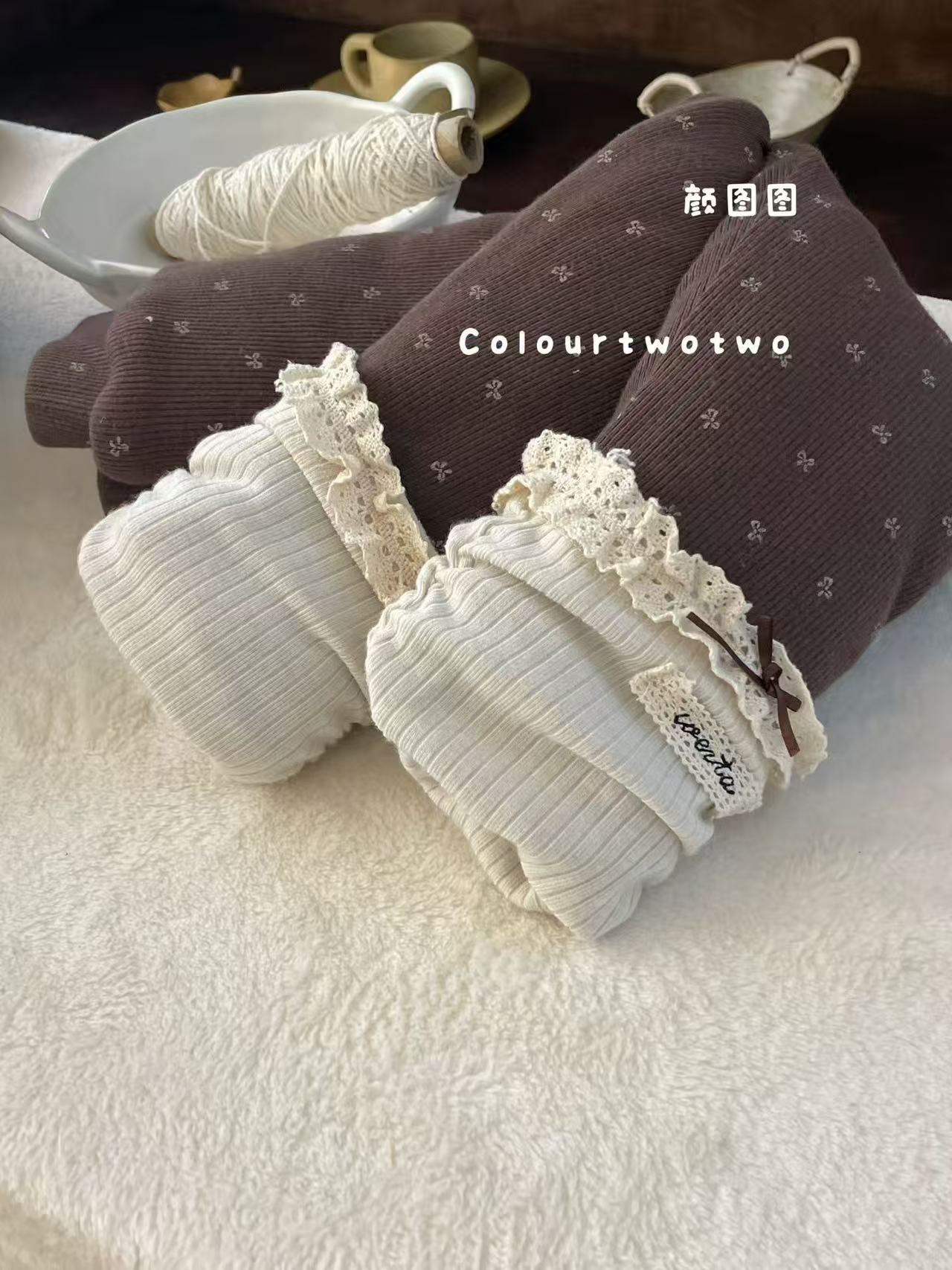 颜图图-【3216碎花】加棉加厚蚕丝打底棉裤