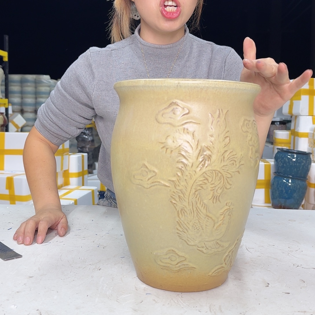 宜兴紫砂粗陶花盆