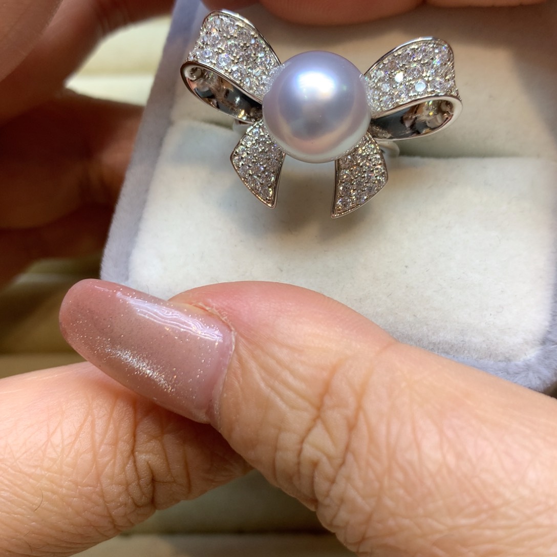 银S925镶嵌戒指海水珍珠