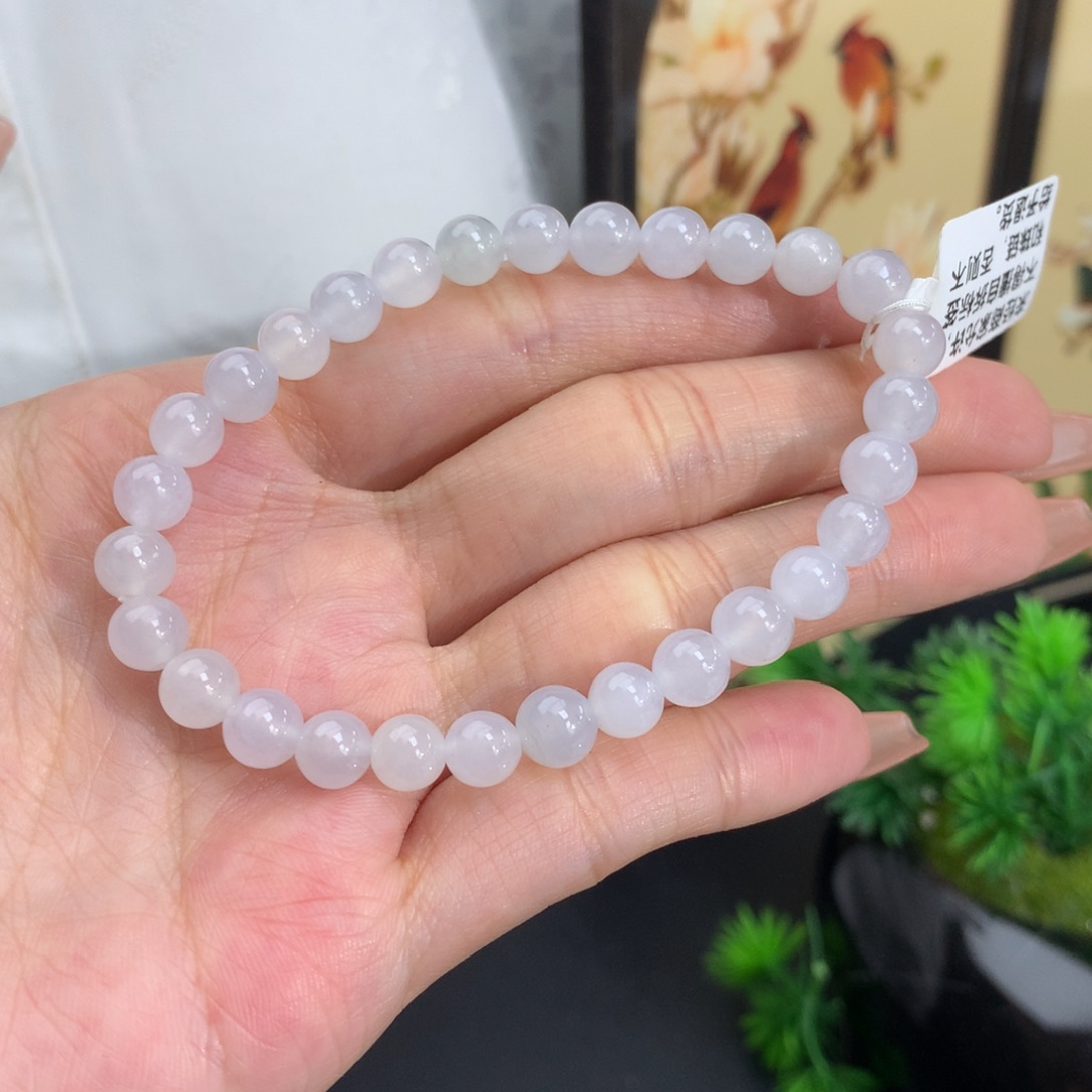翡翠手链未镶嵌卡6.3冰胶白冰手串