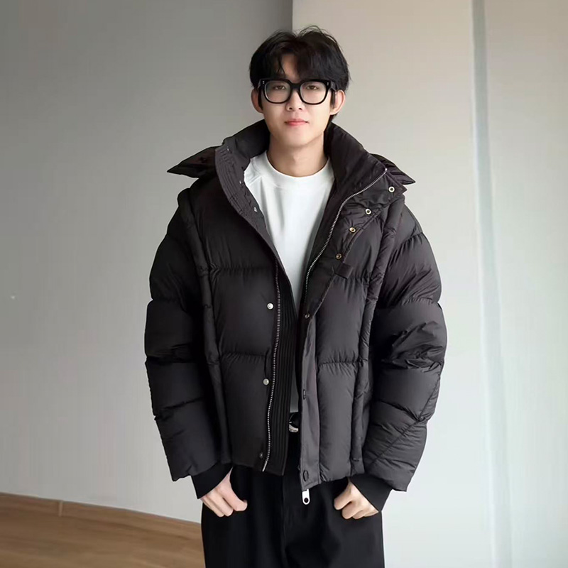 2025男士加厚羽绒服外套带帽保暖防水羽绒衣300克白鸭绒超帅冬装