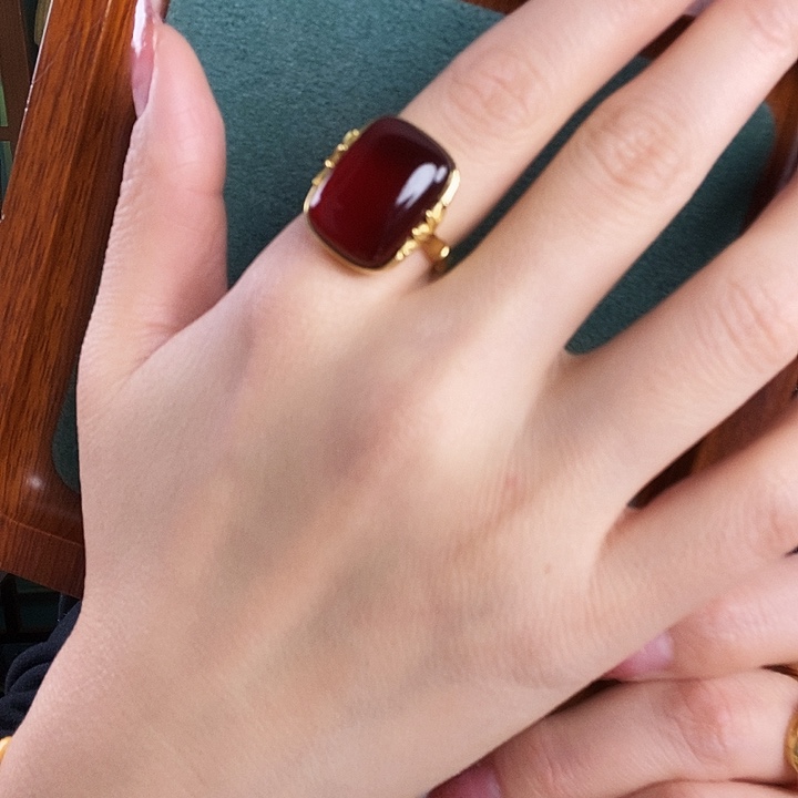 血珀银S925镶嵌戒指戒指