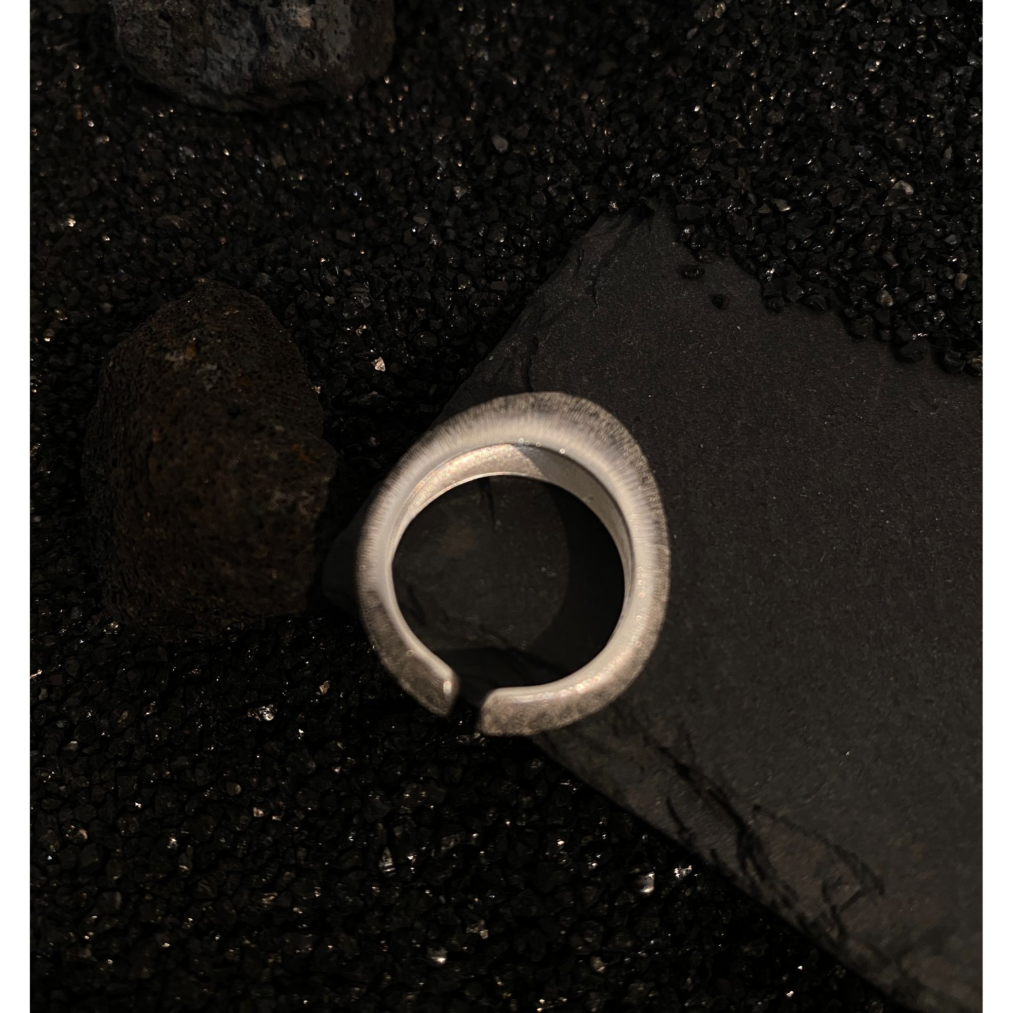 925银戒指 S925银原创小众设计时尚造型感螺纹戒指沙丘年轮