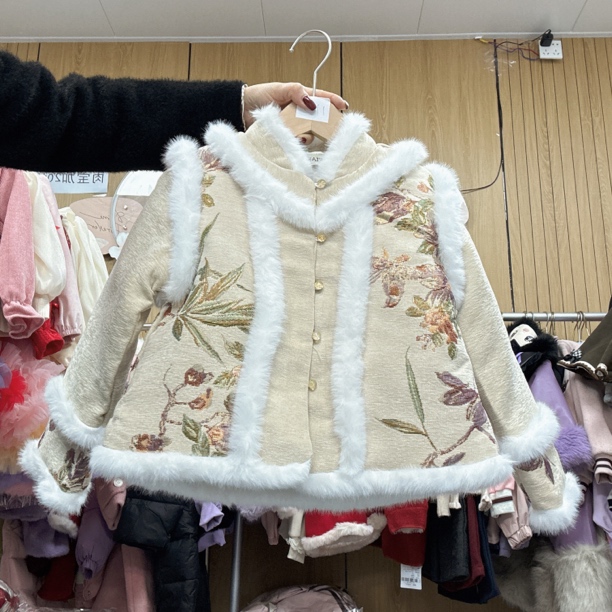 776哈哈家 新年装女童秋冬新款洋气古风加厚棉服外套